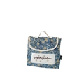 Kinderhandtasche mit blauem Blumenmuster und weißen Baumwollgriffen für Mädchen - Beiger Rand