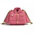 Pink creative jacket shaped mini shoulder bag with golden chain strap for kids - Rose Red