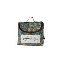 Kinder-Handtasche mit Blumenmuster, braunen Henkeln und blau-gelb-rosa Print-Design - Brauner Rand