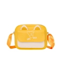 Mini cartoon bear crossbody bag for kids in vibrant yellow and cream white design - Yellow