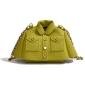 Mini creative jacket-style crossbody bag in lime green with fine golden chain strap - Green