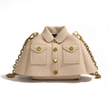 Mini beige jacket shaped crossbody bag for kids with gold buttons and metal chain strap - Off White