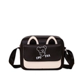 Sac bandoulière enfant motif panda avec oreilles 3D et bandoulière noire réglable - Noir