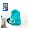 Detail of teal faux leather kids chest bag featuring a front zipper and fashion logo - Small / Green