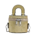 Mini golden sequin bucket bag for kids with firm handle and silver metal hardware - Gold