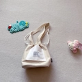 Sac bandoulière beige en toile pour enfants avec cordon de serrage et large sangle - Beige