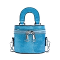 Mini sparkling blue sequin bucket bag for kids with metallic handle and chain strap - Blue