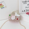 Bolso sirena rosa de lentejuelas para niña con asa de perlas y cadena dorada - Rosa