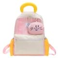 Zaino per bambini leggero in nylon colorato con mini borsa a forma di gatto - Rosa Grande