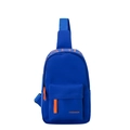 Kids navy blue fashion chest bag with orange zipper and FASHION lettering detail - Large / Blue