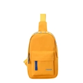 Kids trendy yellow chest bag with blue 'FASHION' lettering and adjustable strap - Large / Yellow