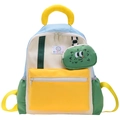 Zaino per bambini color-block beige, giallo e verde con ciondolo a forma di mostro - Giallo Grande