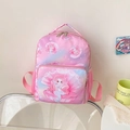 Mochila rosa de sirena para niñas con bolsillo frontal y bolsillos de malla - Rosa
