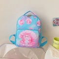 Mochila infantil con degradado azul y violeta, diseño de sirena y detalles de perlas - Azul