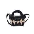 Mini borsa per bambini in pelle nera e crema con elegante motivo a rombi - Argyle Nero