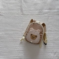 Zainetto per bambini kaki con orsetto 3D e spallacci in rete traspirante - Cachi