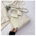 Creative shirt-shaped bucket bag in creamy white leather with adjustable shoulder strap - Off White