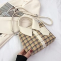 Plaid clothing-shaped handbag in yellow and blue checkered pattern with white collar handle - Off White