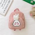 Sac à dos rose en peluche pour petit enfant avec oreilles de lapin et texture douce - Lapin / Rose Clair