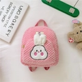 Sac à dos lapin en peluche rose pour bambins en polaire douce avec de mignonnes oreilles 3D - Lapin / Rose Rouge