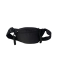 Minimalist black canvas chest bag for kids featuring adjustable nylon strap and woven puller - Black
