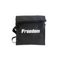 Minimalist black nylon crossbody bag for kids featuring a white Freedom print - Black