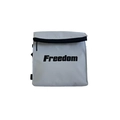Light gray rectangle crossbody backpack for kids with bold black Freedom lettering - Gray