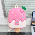 Sac à dos rigide rose en forme de glace à la fraise avec pépites colorées - Rose