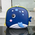 Zaino per asilo a forma di balena blu con guscio rigido in EVA e cerniere gialle vivaci - Blu scuro