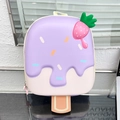 Sac à dos enfant mignon en forme de glace violette et blanche avec détails fraise - Violet