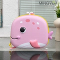 Pink cartoon whale EVA hard shell backpack for kids with yellow heart zippers and fins - Pink