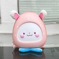 Zainetto rigido a forma di coniglio rosa con orecchie di peluche e piedini blu - Rosa Chiaro