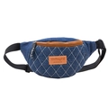 Blue and white quilted denim crossbody bag for children with adjustable nylon strap - Horizontal / Navy Blue