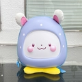 Simpatico zaino a guscio di coniglio blu per bambini piccoli con orecchie di peluche e piedi - Viola Chiaro