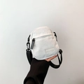 White corduroy crossbody bag for women with black adjustable strap and fashion label - Off White