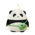 Cute panda backpack for kids in black and white with a mini green sport cross-body bag - Black