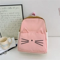 Pink and beige cartoon cat backpack for kids with 3D ears and cute whisker embroidery - Pink