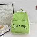 Green and white cat themed kids backpack with cute 3D ears for travel and school - Green