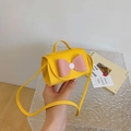 Gele mini crossbody tas voor meisjes met roze strik en handvat van zacht PU-leer - Geel
