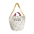 Sac à main matelassé pour enfants avec broderie cerise et bandoulières colorées - Style Cerise Beige
