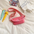 Pink semi-circle mini crossbody bag for girls in litchi grain PU with adjustable strap - Pink