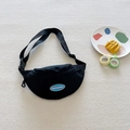 Marsupio in tela nera per bambini con toppa colorata e cinturino regolabile - Nero