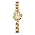 Elegant gold bracelet watch for women featuring an oval dial and decorative metal links - Gold Gold Face