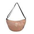 Khaki nylon crescent shoulder bag for kids with adjustable strap and GQU print - Khaki