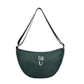 Dark green crescent nylon crossbody bag with adjustable strap and GQ U letter print - Green