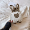 Mini sac à dos enfant en toile beige avec écusson ours et bretelles réglables - Petit / Marron