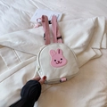 Sac à dos en toile pour enfant avec motif lapin rose et bretelles réglables - Petit / Rose