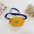 Vibrant yellow canvas waist bag for kids with dark blue strap and pila logo detail - Yellow