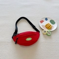 Red canvas kids fanny pack with PEACE logo patch and adjustable strap - Red