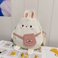 Borsa a tracolla a forma di coniglio in tela bianco crema con tasca rosa e orecchie - Bianco